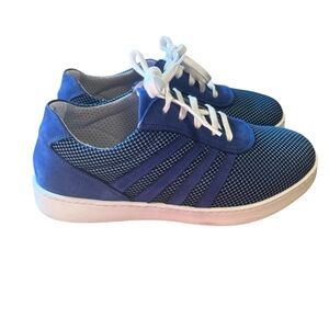 David Tate Comfort Sneakers Blue Mesh Suede Lace-Up Shoes Made in Italy Size 8